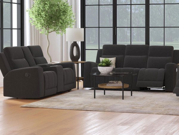 Brentwood reclining charcoal sofa set