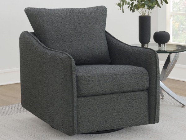 Madia swivel charcoal accent chair
