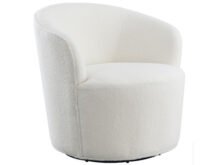 Joyce swivel white accent chair