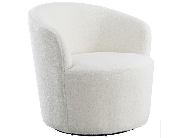 Joyce swivel white accent chair