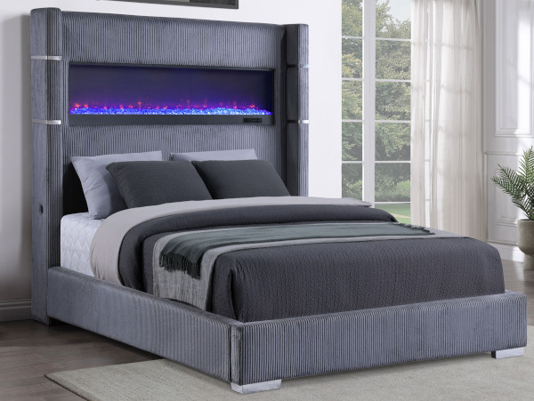 Tisdall gray eastern king bed frame