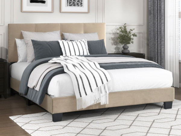 Newberry platform beige bed frame