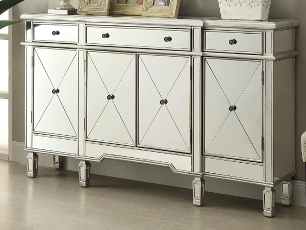 Silver mirrored bombe chest