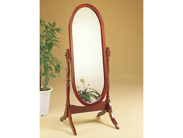 Oval cherry floor mirror
