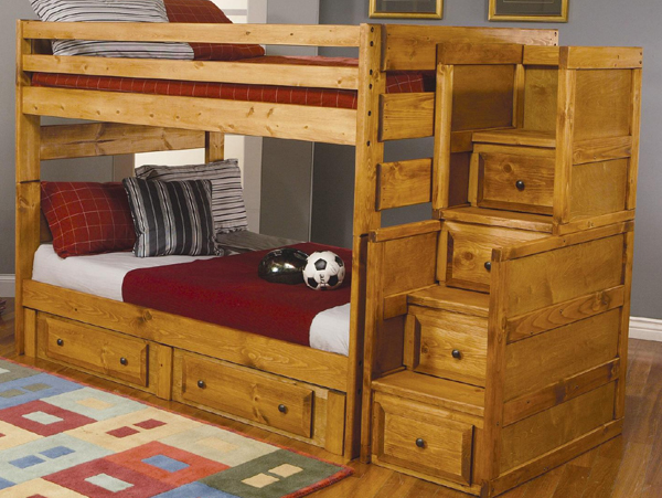 Wrangle Hill oak full/full bunk bed