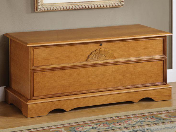 Shell imprint oak cedar chest