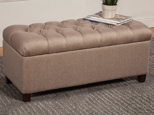 Taupe upholstered ottoman