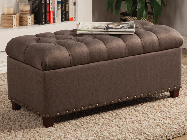 Mocha upholstered ottoman