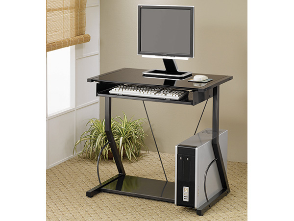 Narrow black computer desk