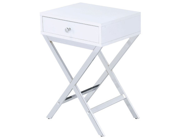 Alicia white chairside table