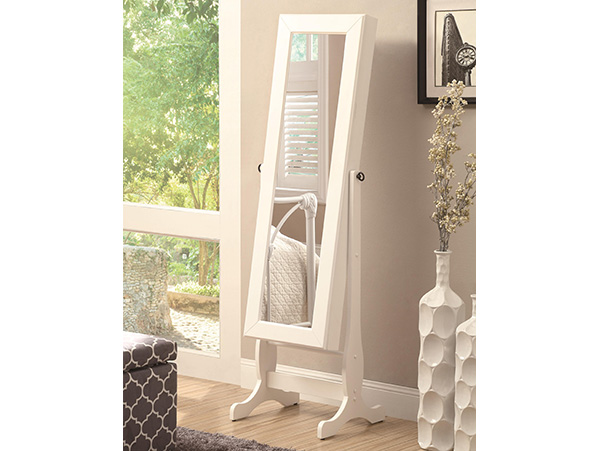 Jewelry storage white floor mirror