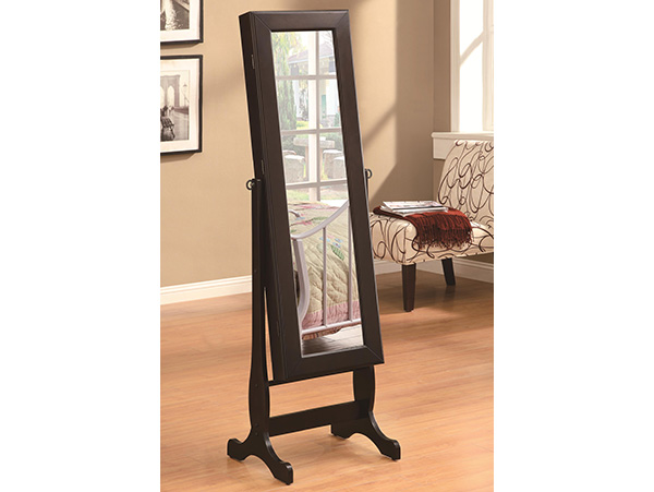 Jewelry storage cappuccino floor mirror