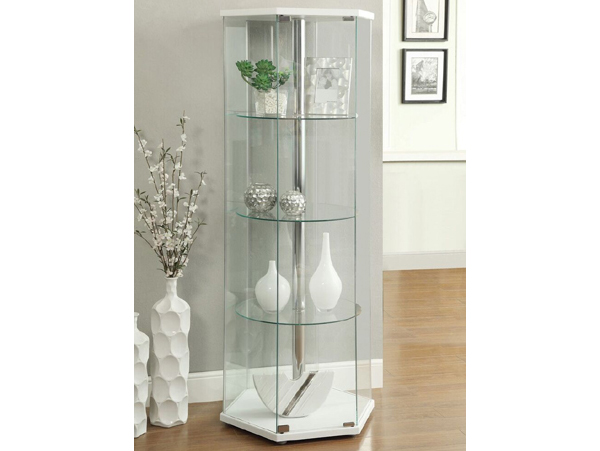 Hexagon white curio cabinet