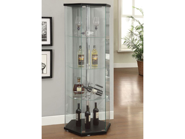 Hexagon black curio cabinet