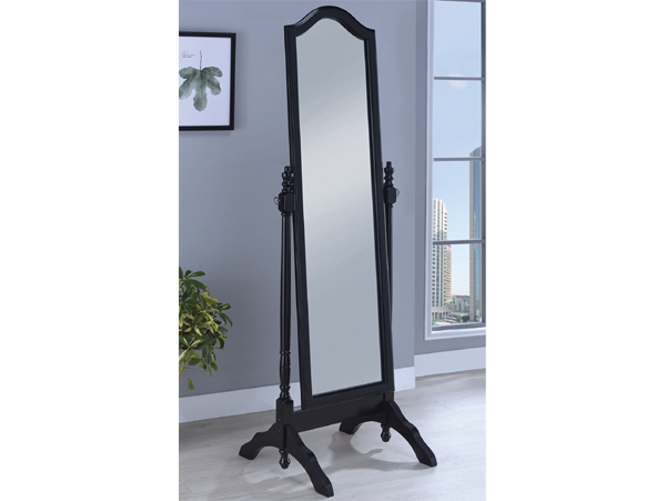 Arched black floor mirror