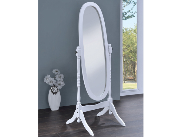 Oval white floor mirror