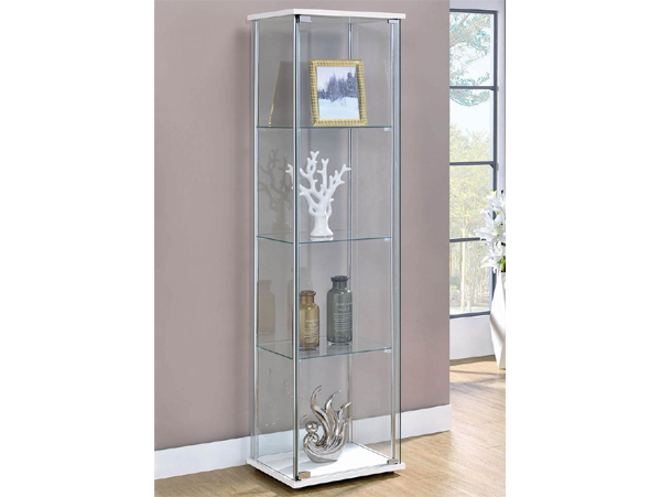 Tower white curio cabinet