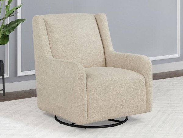 Serra swivel beige accent chair