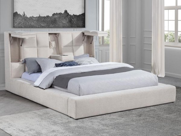 Dreux platform beige bed frame