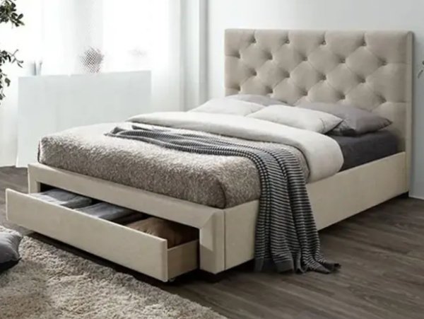 Sybella platform beige bed frame