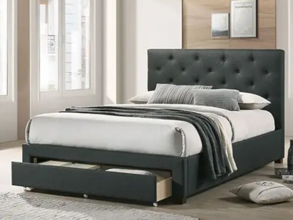 Sybella platform charcoal bed frame