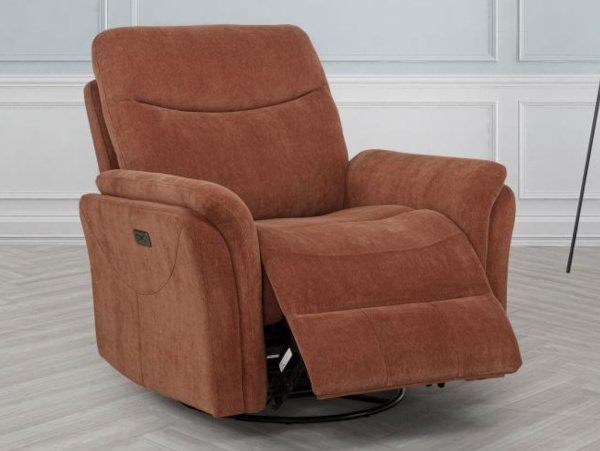 Adler swivel power orange recliner glider
