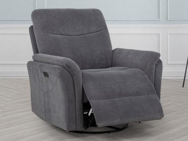 Adler swivel power charcoal recliner glider