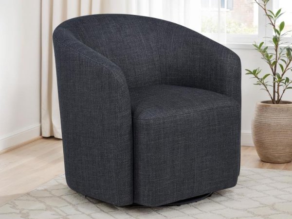 Mossbrook swivel blue accent chair