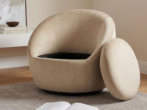Myernick swivel beige accent chair