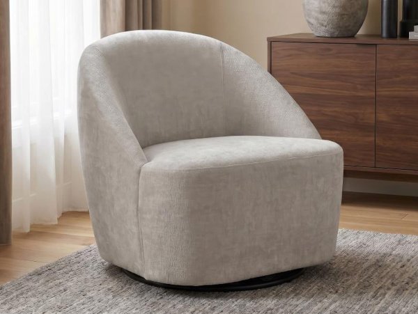 Leon swivel beige accent chair