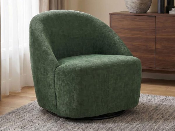 Leon swivel green accent chair