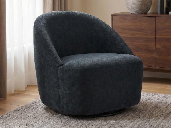 Leon swivel black accent chair