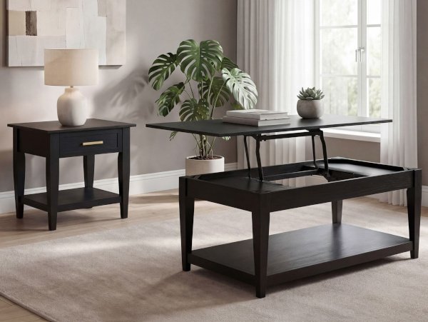 Lindenton black lift coffee table set