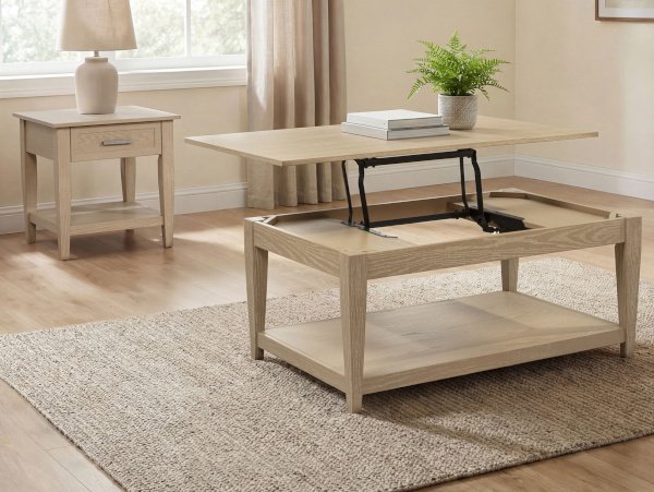 Lindenton oak lift coffee table set
