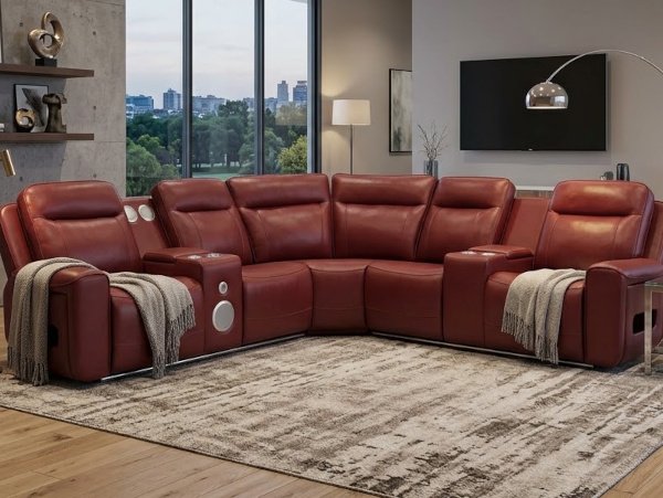 Rojas reclining power red sectional